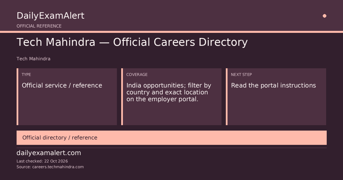 Tech Mahindra — Official Careers Directory — official reference summary
