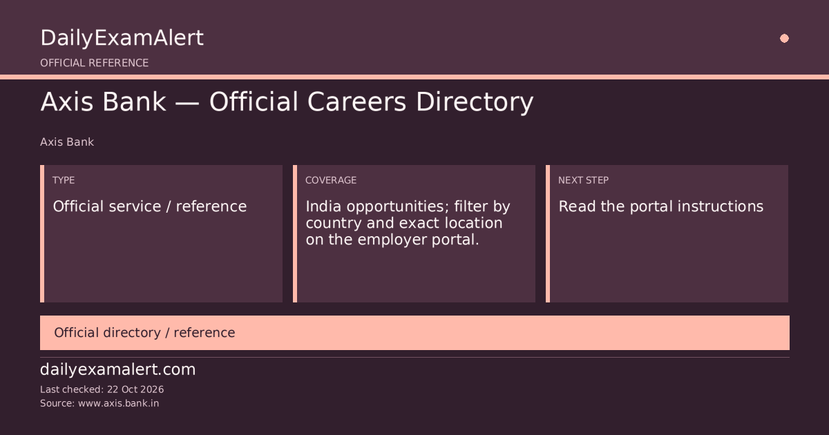 Axis Bank — Official Careers Directory — official reference summary