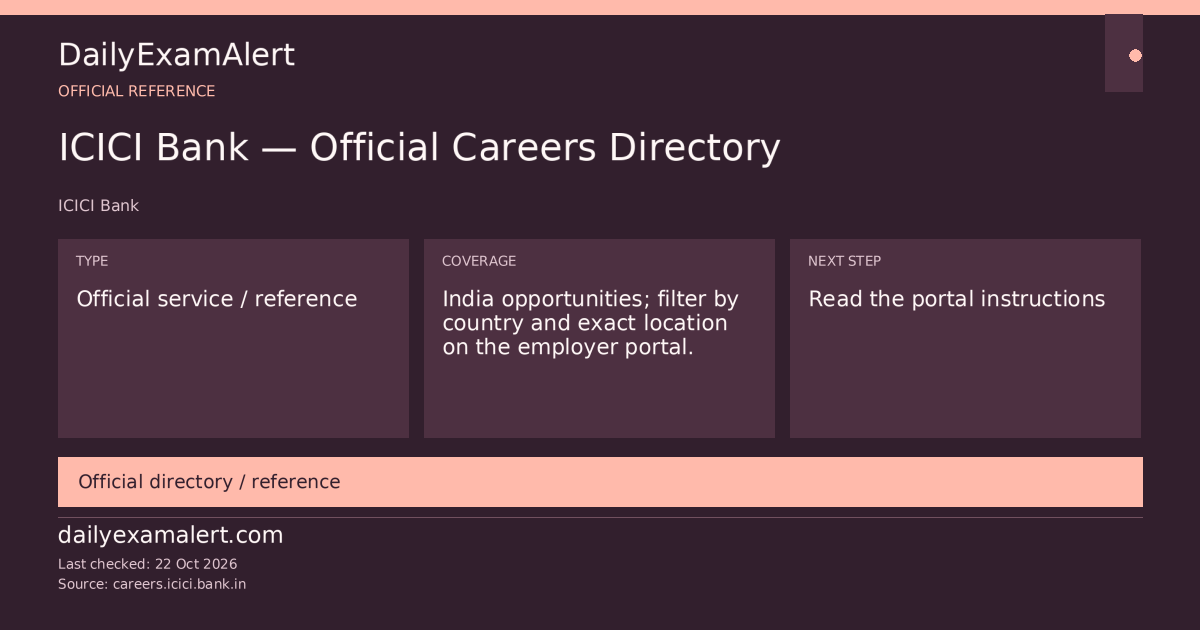 ICICI Bank — Official Careers Directory — official reference summary