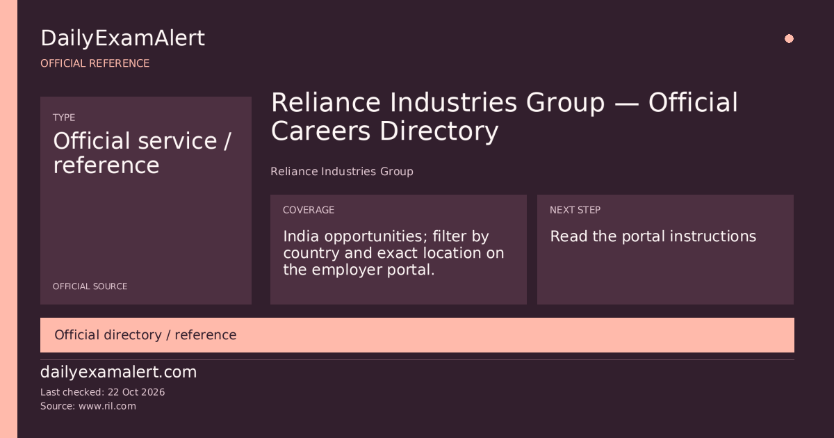 Reliance Industries Group — Official Careers Directory — official reference summary