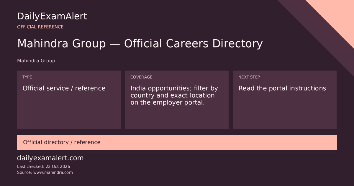 Mahindra Group — Official Careers Directory — official reference summary