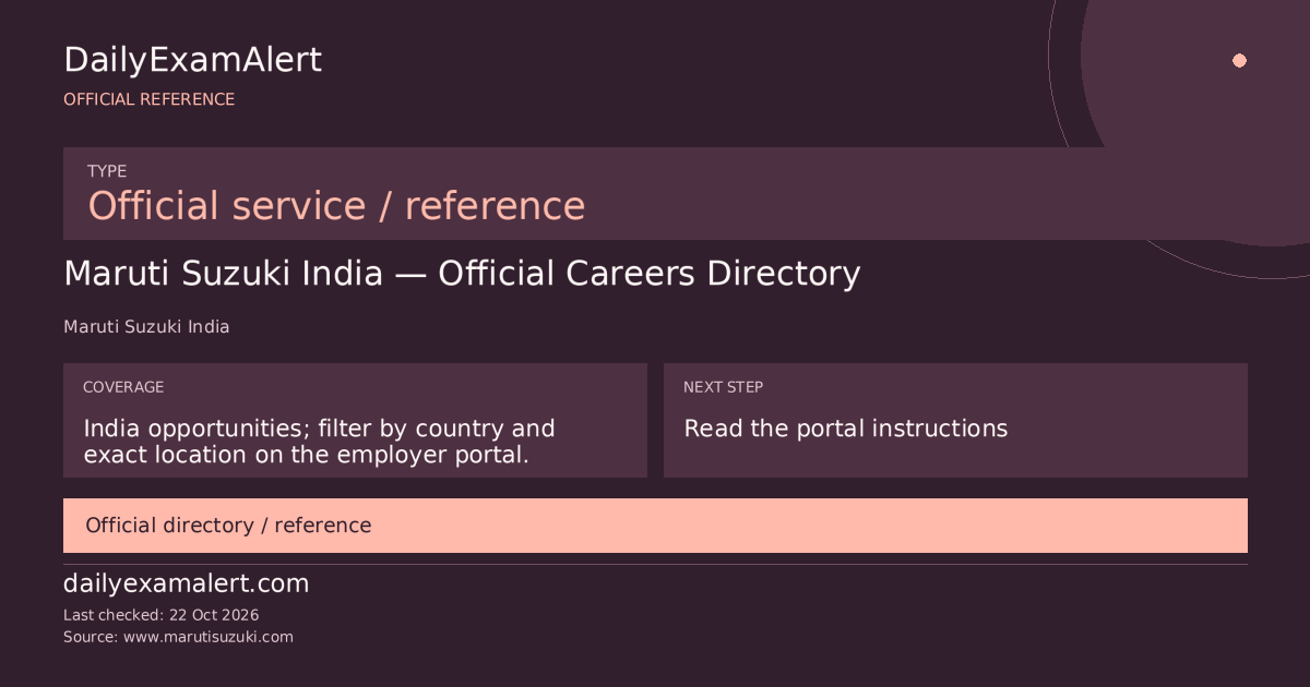 Maruti Suzuki India — Official Careers Directory — official reference summary