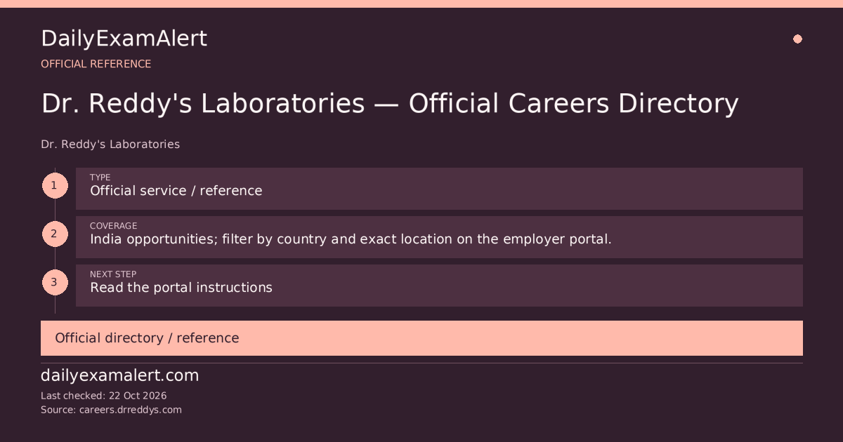 Dr. Reddy’s Laboratories — Official Careers Directory — official reference summary