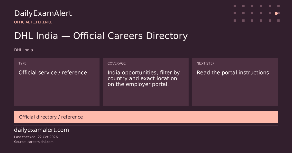 DHL India — Official Careers Directory — official reference summary