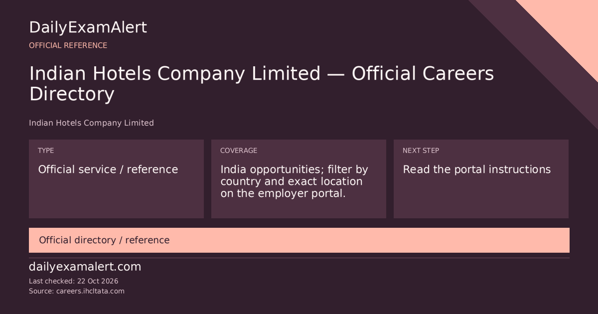 Indian Hotels Company Limited — Official Careers Directory — official reference summary