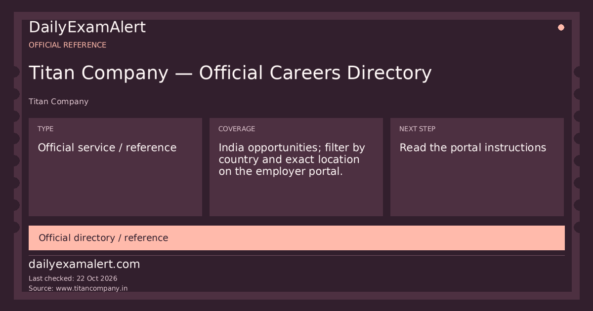 Titan Company — Official Careers Directory — official reference summary
