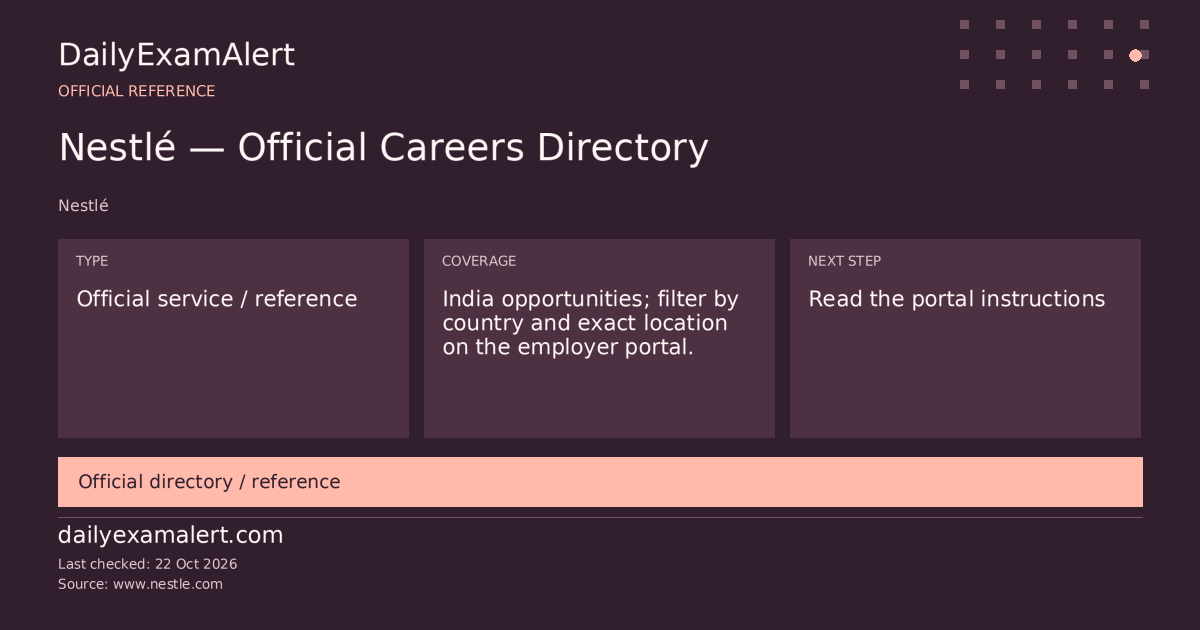 Nestlé — Official Careers Directory — official reference summary