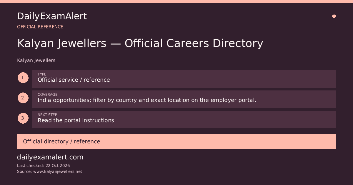 Kalyan Jewellers — Official Careers Directory — official reference summary
