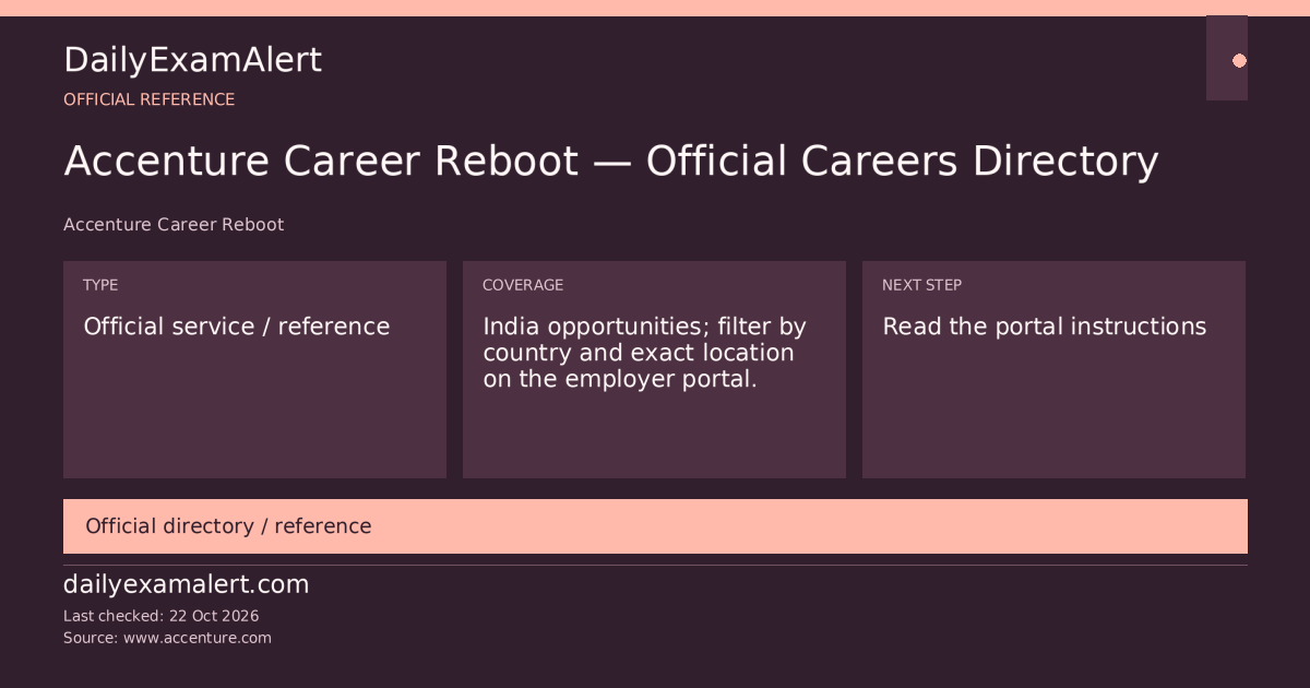 Accenture Career Reboot — Official Careers Directory — official reference summary