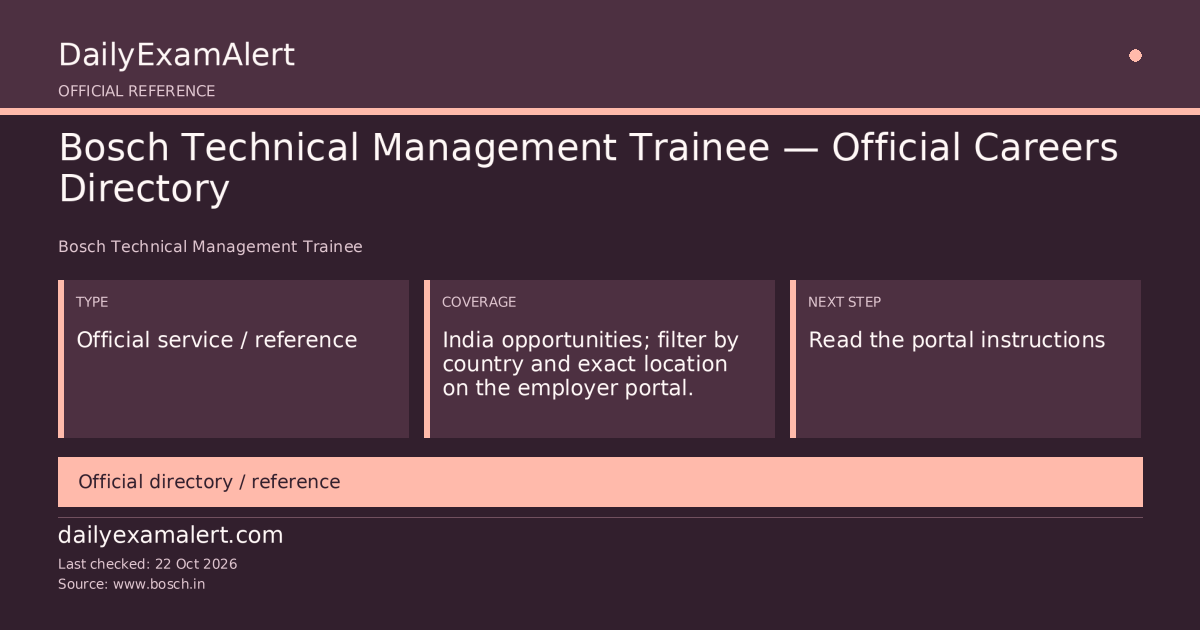 Bosch Technical Management Trainee — Official Careers Directory — official reference summary