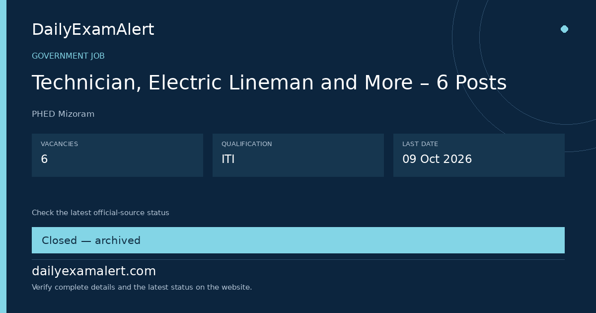 Technician, Electric Lineman and More – 6 Posts — government job summary