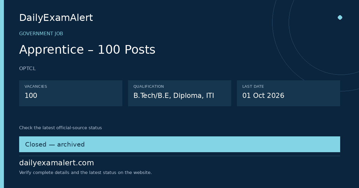Apprentice – 100 Posts — government job summary