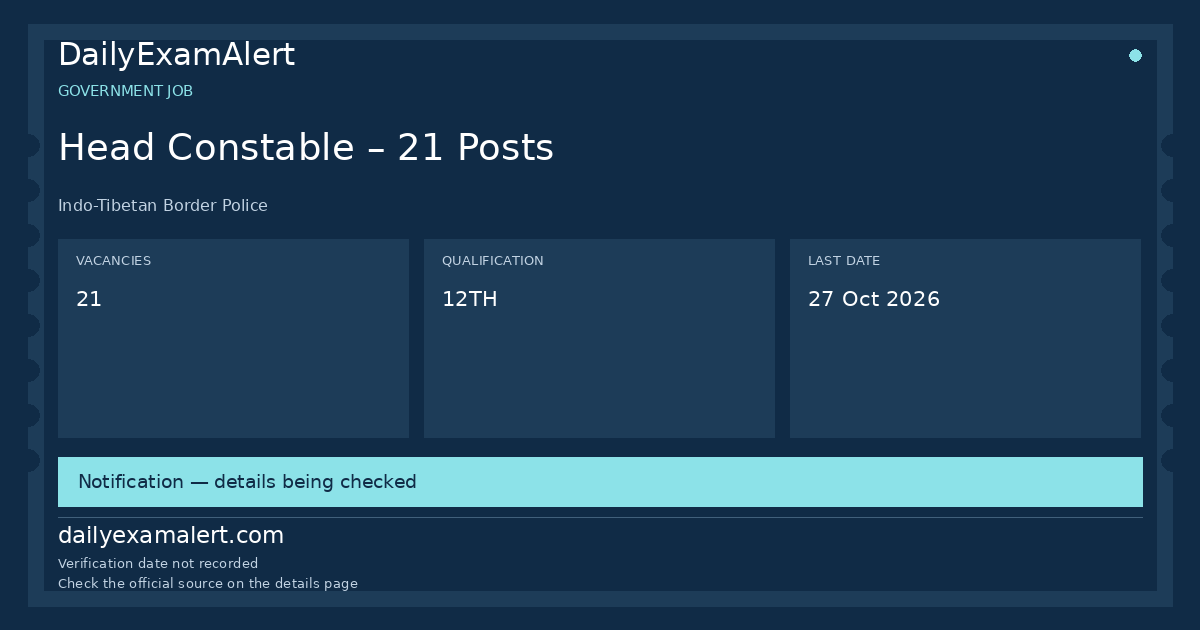 Head Constable – 21 Posts — government job summary