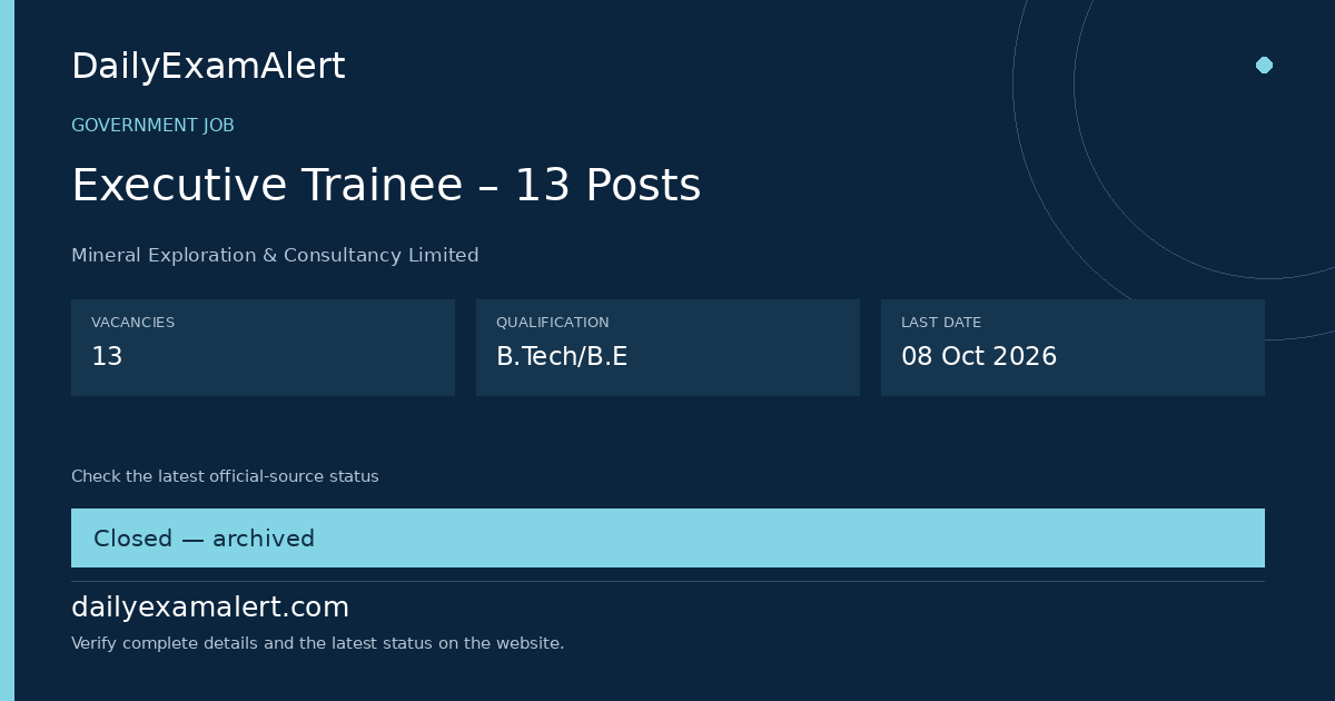 Executive Trainee – 13 Posts — government job summary