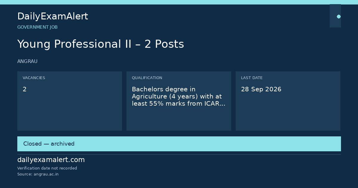 Young Professional II – 2 Posts — government job summary