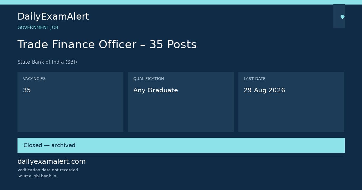 Trade Finance Officer – 35 Posts — government job summary