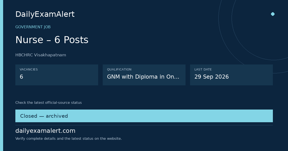 Nurse – 6 Posts — government job summary