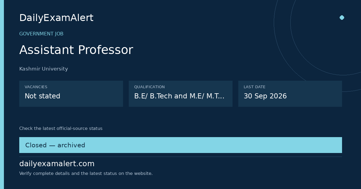 Assistant Professor — government job summary