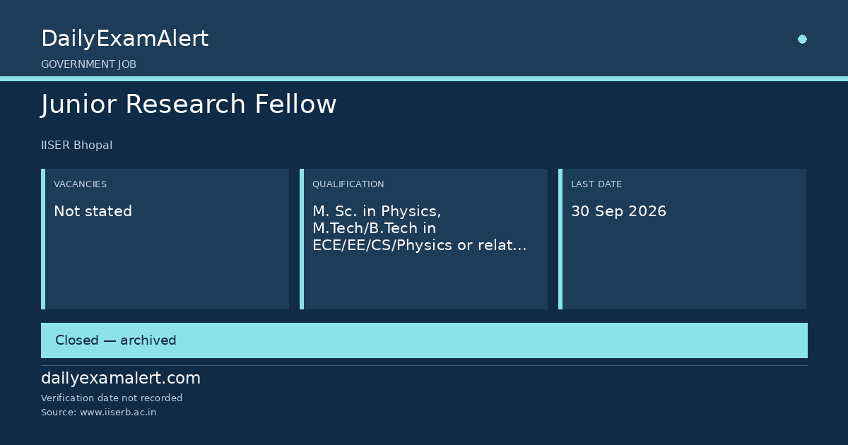 Junior Research Fellow — government job summary