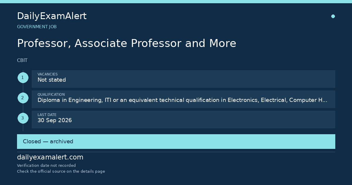 Professor, Associate Professor and More — government job summary