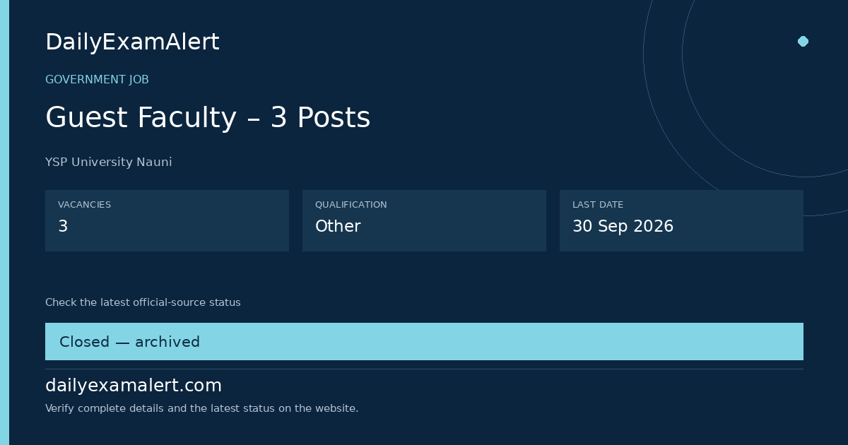 Guest Faculty – 3 Posts — government job summary