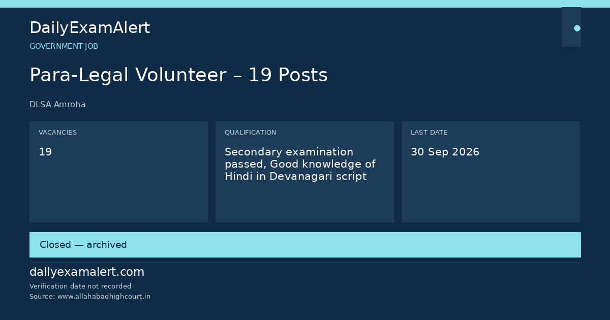 Para-Legal Volunteer – 19 Posts — government job summary