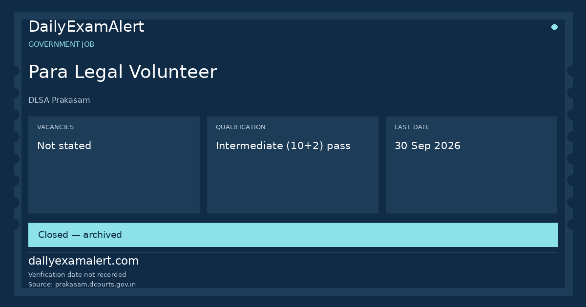 Para Legal Volunteer — government job summary