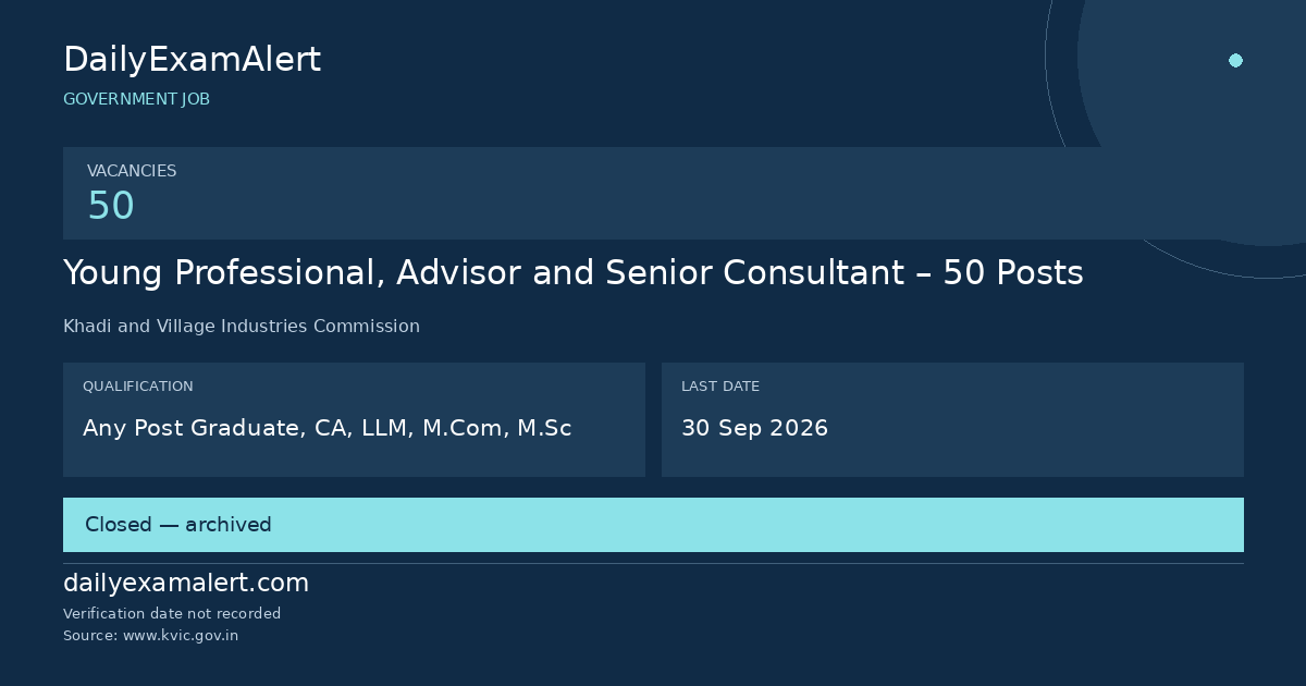 Young Professional, Advisor and Senior Consultant – 50 Posts — government job summary