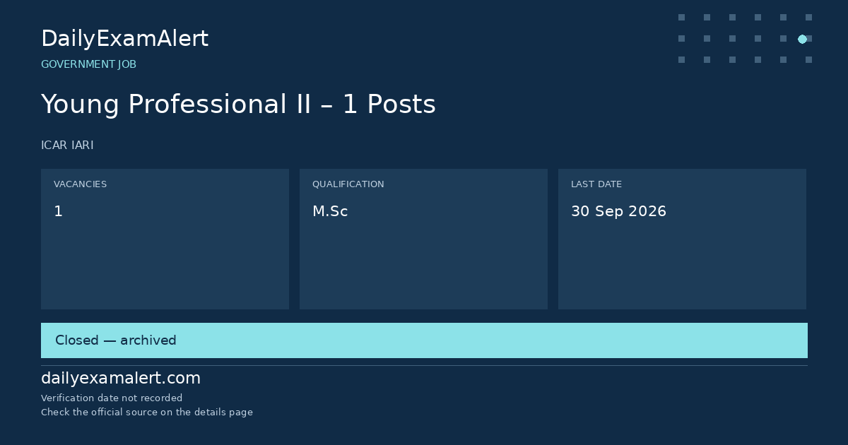 Young Professional II – 1 Posts — government job summary