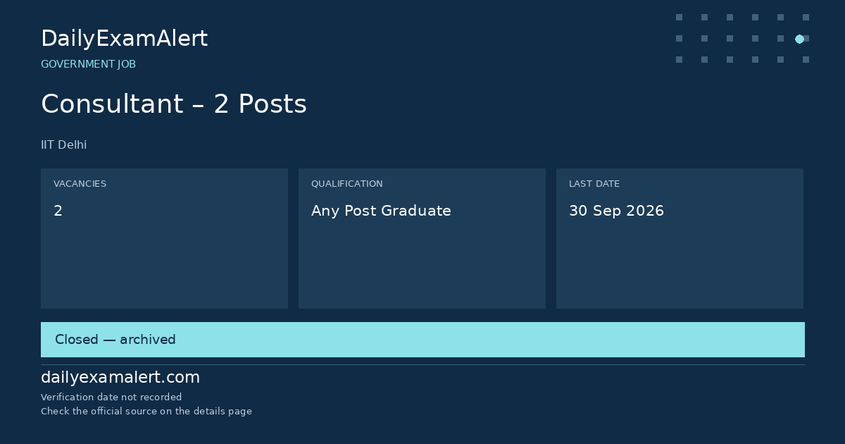 Consultant – 2 Posts — government job summary