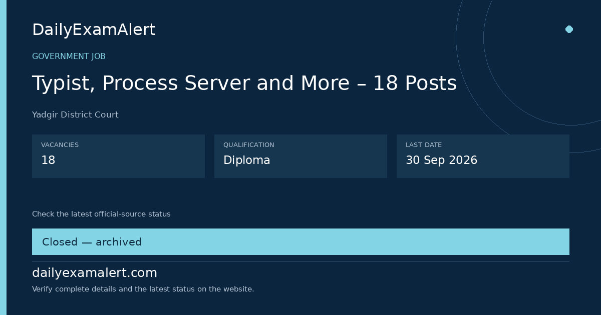 Typist, Process Server and More – 18 Posts — government job summary