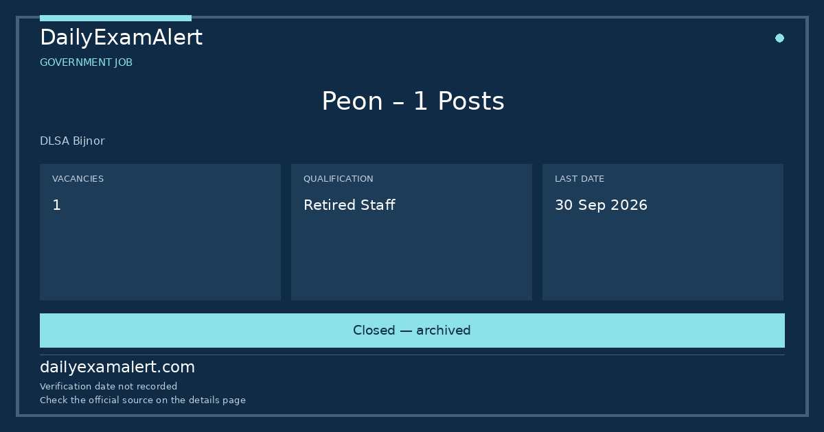 Peon – 1 Posts — government job summary