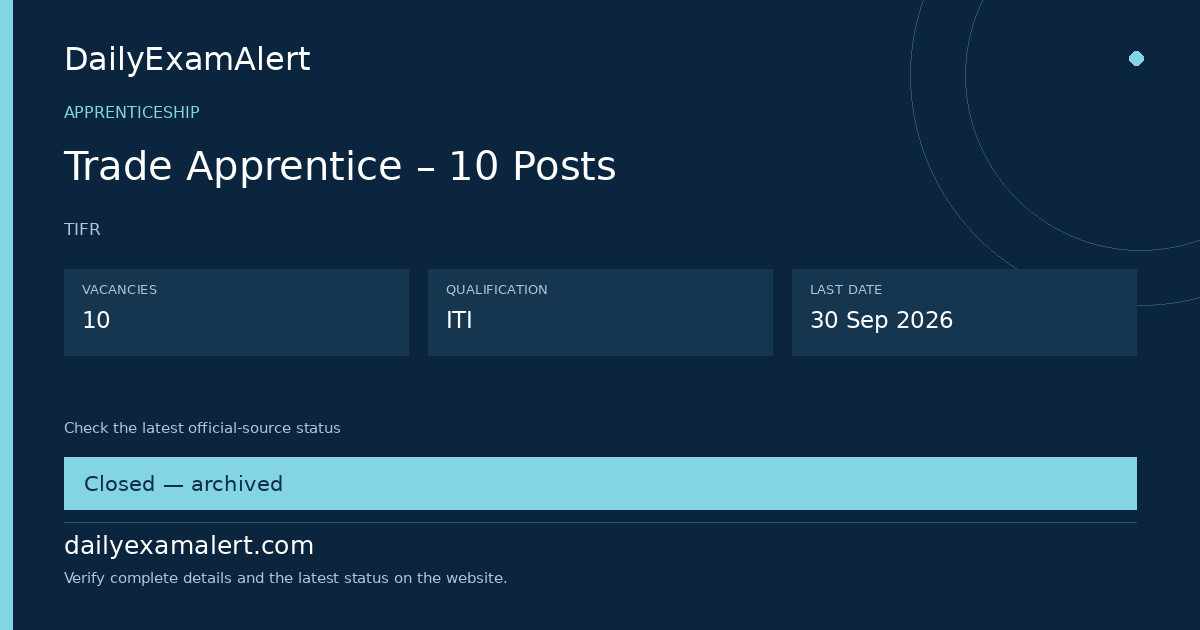 Trade Apprentice – 10 Posts — apprenticeship summary