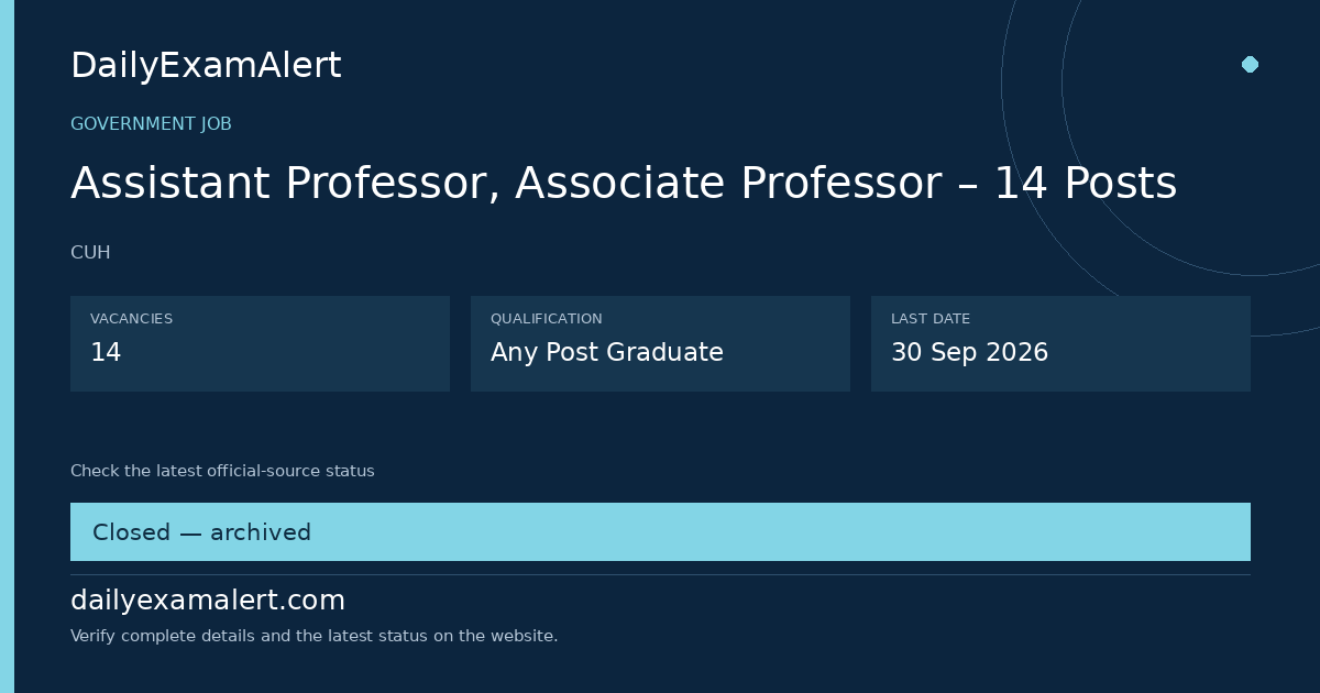 Assistant Professor, Associate Professor – 14 Posts — government job summary