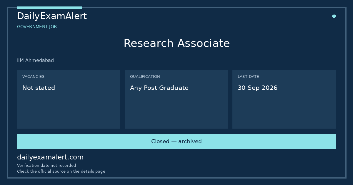 Research Associate — government job summary