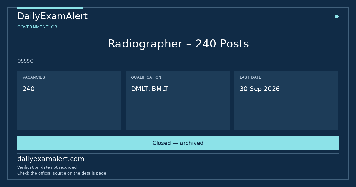 Radiographer – 240 Posts — government job summary
