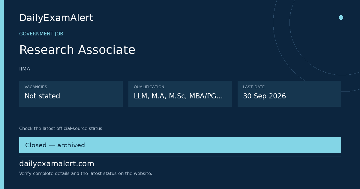 Research Associate — government job summary
