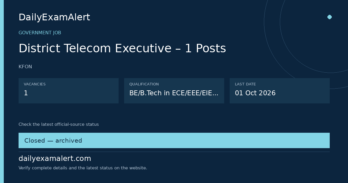 District Telecom Executive – 1 Posts — government job summary