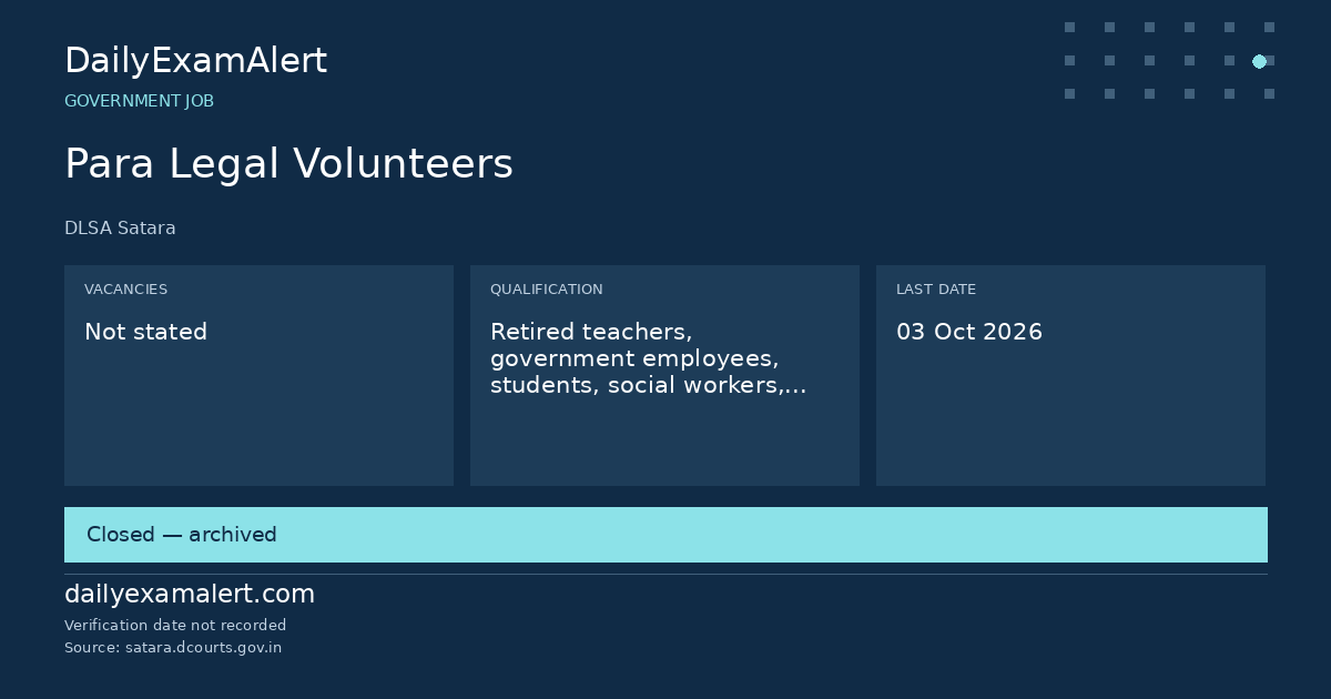 Para Legal Volunteers — government job summary